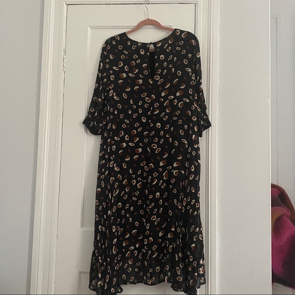 Anthropologie Black Print Dress Size 8 - Picture 6 of 8